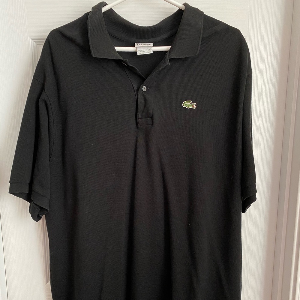 Lacoste Black Polo with Green Crocodile Logo
